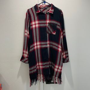 Zara Plaid Fringe button up